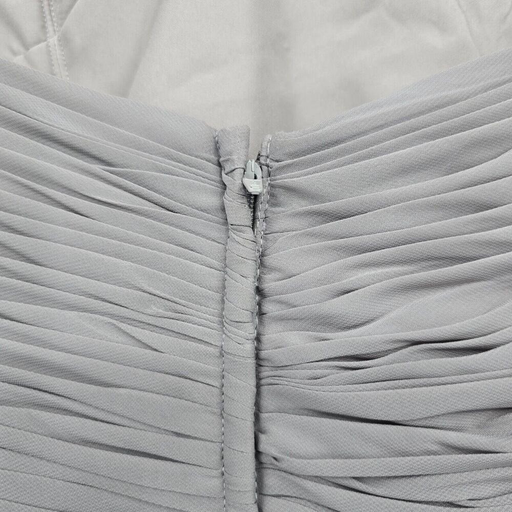 Caterina Collection Womens Grey Beaded Ruched Tiered Ruffle Formal Dress Size 12 - Picture 14 of 15